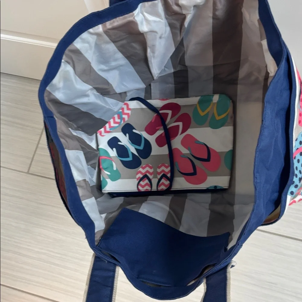 Colorful Large Tote Bag with Flip-Flop Design - Picture 2 of 9